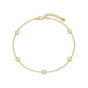 ANYCO Bracelet 18K Gold Plated 925 Silver with White Synthetic Opal Stone Jewelry for Women