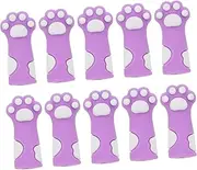 MINAOLULUS 10pcs Cat Paw Shape Silicone Knitting Needle Protectors Nipper Cover for Nail Scissors Manicure Tools Tweezers Soft Cuticle Trimmer Sleeve Cases