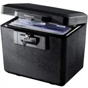 Black Fireproof Document Box with Key Lock, Safe Secures Files and Documents ...