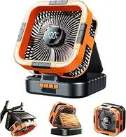 J01060004 Camping Fan Rechargeable wirh Solar Panel, Orange