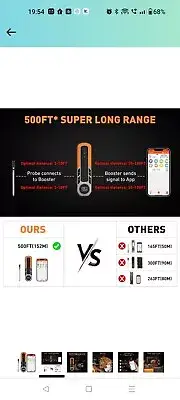 500FT Truly Wireless Smart Meat Thermometer, Bluetooth Meat Thermometer with...