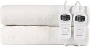 [RHEIN HOME] Waterproof Multizone Electric Blanket Queen Size | Dual Control Fitted Heated Underblanket with Overheat Protection | Heated Mattress Cover with Timer (203×152cm)