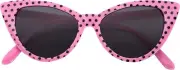 POLKA DOTS CAT EYE PINK FRAME BLACK DOTS SUNGLASSES SMOKE LENS WOMEN UVB UVA