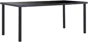 Modern Dining Table Black 180 x 90 x 75 cm, Tempered Glass Top with Powder-Coated Metal Frame, Stylish Kitchen & Dining Room Furniture Set