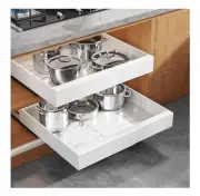 2Pk Pull Out Cabinet Organizer W/Raising Pad Adhesive 12.2-20.4” White Roll Out
