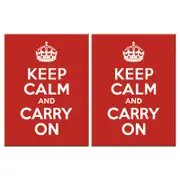 2PK Nostalgic Art Fridge Rectangle Magnet Keep Calm & Carry On 6x8cm