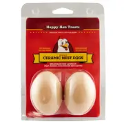 NEW! Happy Hen 2 Pack Brown Ceramic Poultry / Chicken Nesting Nest Eggs