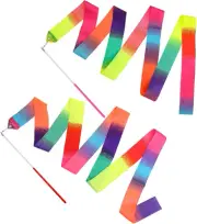 2Pcs Rhythmic Dance Ribbons, 78.7 Inch Gymnastics Ribbon Wand Dancing Ribbon Str
