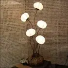 Paper Ball Art Deco White Shade Lantern Asian Table Floor Brown Touch Lamp Light
