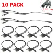 (10-Pack) DC Power Splitter Cable Cord Adapter 1:3 CCTV Security Camera DVR LED