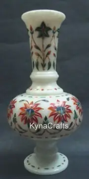 8 Inches Stone Plantter Semi Precious Stone Inlay Work Giftable Pot for Birthday