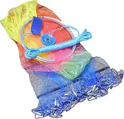Colorful Casting Net with Auxiliary Aluminum Ring Easy Casting Great for Bait Fishing and Saltwater Fishing 4/5/6/7/8 Feet Radius 3/8 Inches Mesh Size