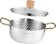 ULTECHNOVO Stainless Steel Stock Pot with Double Handles Lidded Ramen Noodle Pot for Safe Design for Induction and Open Flame for Soup and Instant Noodles