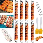 8Pack Clamping Wing Rails for Grilling Chicken - BBQ Fork and Grilling Tool Set for Outdoor Picnic Camping Barbecue