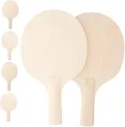 Kisangel Unfinished Wood Pong Rackets 6pcs DIY Blank Paddles with Grips Sports Craft Kit