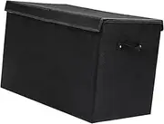 yuksok Toy Storage Box Closet Basket with Lid Multifunction Storage Organizer Basket Clothes Container for Living Room Blankets Coat, Black