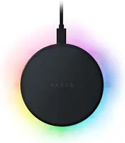 Razer Chroma Charging Pad 10W Fast Wireless Charger -Wireless Charger with Chroma RGB (Fast Wireless Charging, Chroma RGB, Soft Touch Rubber Top) Black