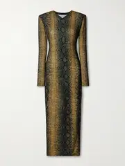 [Norma Kamali] Norma Kamali - Snake-print Stretch-jersey Midi Dress - Snake print - large large Animal print