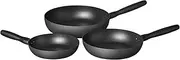 Meyer Bauhaus Non Stick Cookware 20/24/28cm Frying Pan Triple Pack, Skillet Pack, Pots and Pans, Induction Compatible, Dishwasher Safe, Oven Safe, Sesame Grey