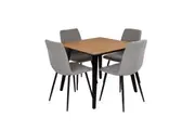 HomeStar Kanaka Dining Set W/ Square Dining Table & Set Of 4 Molly Dining Chair Grey