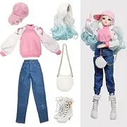 Proudoll 1/3 BJD Doll 60cm 24in SD Ball Jointed Dolls Clothes New Spring-Summer Suit Clothing and Accessories Sets (04 Pink and Blue)