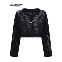 在飛比找ETMall東森購物網優惠-JZZDEMM鏤空鏈條寬松針織罩衫