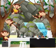 3D Stone Mountain Monkey O777 Wallpaper Wall Murals Removable Wallpaper Sticker