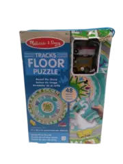 Melissa & Doug Round the Shore Tracks Cardboard Jigsaw Floor Puzzle and Vehicles