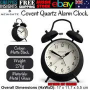 NewGate Covent Quartz Analogue Numeric Matte Black Alarm Clock Indoors Home