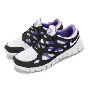 【NIKE 耐吉】慢跑鞋 Free Run 2 男鞋 女鞋 白 黑 赤足 切割大底 運動鞋(537732-103)