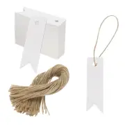 100Pcs Kraft Paper Gift Tags with String 2.7x0.8 Inch Wood Pulp Mini Label White