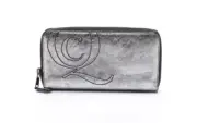 NIB - Alexander McQueen Silver Metallic Leather Zipper Wallet in Original Box