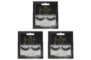 3x Eylure London Luxe Velvet Noir False Lashes Set After Dark Matte Black Fibres