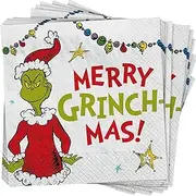 Amscan Dr. Seuss The Grinch Merry Grinchmas Beverage Napkins 16-Pieces Set