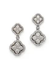 Diamond Clover Drop Earrings in 14k White Gold, 2.15 ct. t. w.