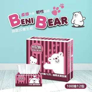 BeniBear邦尼熊復古酒紅條紋抽取式衛生紙100抽12包6袋