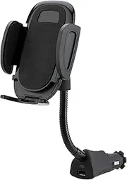 Scosche SUH12V Select Power Socket Mount with Phone Mount for Car, Flexible Neck, and USB Charging Port, 360 Rotation, Black