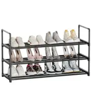 Metal Shoe Rack, 3-Tier Shoe Organizer with Adjustable Shelf Height, Sturdy S...