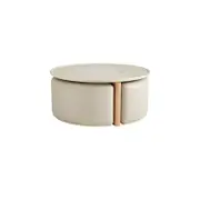 Eryka Ceramic Top Coffee Table With 3 Stools/Wood Base/Tea Table with Seats