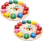 KICHOUSE Educational Clock Toy Teaching Puzzle for Boys and Girls Wooden Penguin Clock