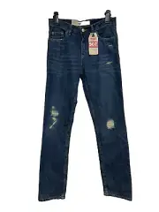 levis jeans Jr 502 Blue Distressed Casual Regular Taper 28 X 28 Sz 16 Regular