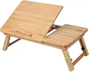 Carbonized Bamboo Laptop Desk, Portable Foldable Breakfast Serving Bed Tray Adjustable Laptop Bed Table, Laptop Table for Sofa Bed Office (50 * 30 Without Drawer)