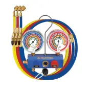 59661 R410A, R22, R404A 2-Way Manifold Set with 3-1/8" Gauges and 60" Hoses