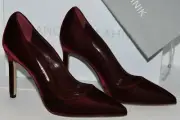 $895 NEW Manolo Blahnik BB 105 Pumps VELVET Burgundy Red Shoes 34.5 37.5 40.5