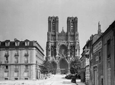 The cathedral of Reims in Champagne Region, France, circa 1930 Old Photo