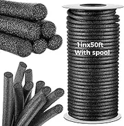MotiMind 1 Inch x 50 ft Foam Backer Rod for Gaps Joints Concrete Crack Filler Caulk Saver Bulk Foam Backing Rod Concrete Filler Rope for Weather Stripping Door Seal (Black)