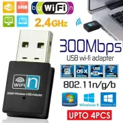 Wireless USB 2.0 WiFi Adapter Dongle Network LAN Card 802.11n 300Mbps Windows 10
