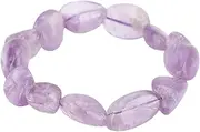[Haofy] Amethyst Beaded Bracelet Crystal Gemstone Bracelet Adjustable Elastic Design for Women with Elegant Purple Hue for Birthdays Anniversaries