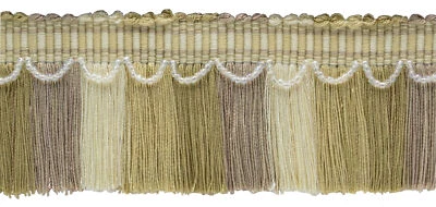 Cut Fringe Trim with Beads and Woven header, Color# VL06 - Bone Ivory [12 Yards]