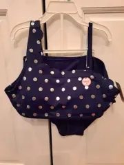 Justice Bikini Size 18 Navy With Silver Spots New With Tags